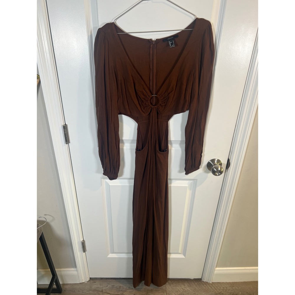 Forever 21 Womens Maxi Dress Cutout O-Ring‎ Brown L